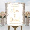White Brush Painted Elegant Gold Font Personalized Name Welcome Wedding Signs Welcome to Our Wedding of Acrylic Welcome Wedding Sign Modern Wedding Reception Poster Welcome Sign 18x24in view 4