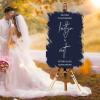 White Art Font Dark Blue Paint Back Personalized Name Wedding Welcome Signs Welcome To Our Wedding Acrylic Welcome Wedding Sign Elegant Wedding Decor Engagement Sign 16x24in view 3