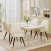 Alunaune Modern Dining Chairs Set of 2, Mid Century Upholstered Kitchen Chairs Anti Scratch Armless Leisure Accent Chair, Living Room Faux Leather Desk Side Chair with Metal Legs-Beige view 3