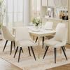 Alunaune Modern Dining Chairs Set of 2, Mid Century Upholstered Kitchen Chairs Anti Scratch Armless Leisure Accent Chair, Living Room Faux Leather Desk Side Chair with Metal Legs-Beige view 4