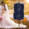 Personalized Name Welcome Wedding Signs Welcome To The Wedding Of Custom Romantic Acrylic Wedding Sign White Art Font Dark Blue Paint Back Decorative Wedding Party Art Signs 16x24in view 3