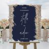 Personalized Name Welcome Wedding Signs Welcome To The Wedding Of Custom Romantic Acrylic Wedding Sign White Art Font Dark Blue Paint Back Decorative Wedding Party Art Signs 16x24in view 4