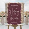 Romance Wedding Welcome Sign Welcome To Our Wedding Acrylic Wedding Reception Welcome Sign Brush Painted Burgundy Coral Red Custom Couple Name Wedding Welcome Sign 16x24in view 4
