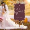 Classic Welcome Wedding Sign Personalized Romance White Font Acrylic Wedding Reception Poster Welcome Sign Brush Painted Burgundy Coral Red Custom Couple Name Wedding Welcome Sign 16x24in view 3