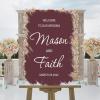Personalized Name Wedding Welcome Signs Welcome To Our Wedding Classic Acrylic Wedding Reception Sign Brush Painted Burgundy Coral Red Wedding Entrance Sign Welcome Sign 16x24in view 4