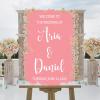 Welcome To The Wedding Of Acrylic Welcome Wedding Sign Pink Brush Painted Romance Art Font Custom Name Welcome Wedding Sign Elegant Reception Decorations Party Signs for Wedding Ceremony 16x24in view 4