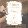Personalized Name Wedding Welcome Sign Welcome To Our Baby Shower Romance Acrylic Wedding Reception Sign White Brush Painted Elegant Gold Font Couples Wedding Reception Decor Sign 16x24in view 2