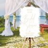 Personalized Name Welcome Wedding Sign Welcome To Bridal Shower Classic Acrylic Welcome Wedding Sign White Brush Painted Elegant Gold Font Wedding Signs for Ceremony Decor 16x24in view 1