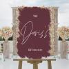 Personalized Initials Acrylic Welcome Wedding Sign Brush Painted Burgundy Coral Red Custom Name Wedding Reception Sign Elegant Wedding Reception Welcome Sign 16x24in Wedding Party Decor Plaque view 4