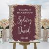 Welcome to The Wedding of Acrylic Welcome Wedding Sign Brush Painted Burgundy Coral Red Custom Name Wedding Ceremony Sign Romance Engagement Welcome Wedding Sign 16x24in Wedding Decor Plaque view 4