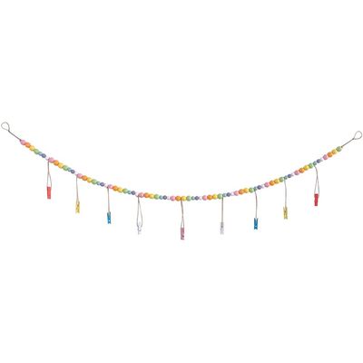 MAGICLULU Rustic Bead Rope Picture Hanging String with Clips Decorative Photo Display Decor for Home Nursery Event Ideal for Fairy Lights and Picture Frames