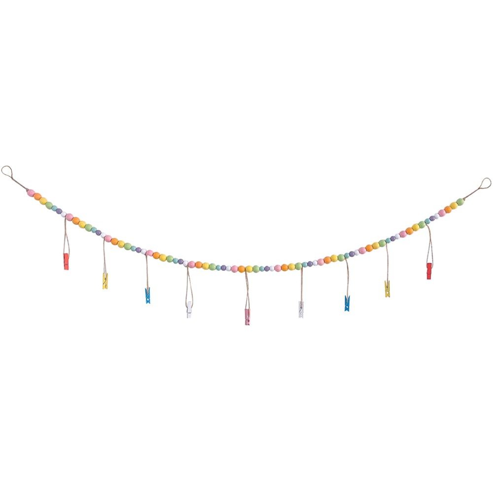 MAGICLULU Rustic Bead Rope Picture Hanging String with Clips Decorative Photo Display Decor for Home Nursery Event Ideal for Fairy Lights and Picture Frames