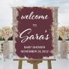 Welcome To Baby Shower Acrylic Welcome Wedding Sign Brush Painted Burgundy Coral Red Custom Name Wedding Reception Sign Elegant Wedding Reception Poster Welcome Sign 18x24in view 4