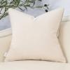 Yangest Patchwork Pillow Cover 18x18 Inch Luxury Cotton and Linen Cushion Cover Faux Leather Pillowcover for Couch Bedroom Living Room, White view 2