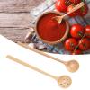 2 Pcs Beech Wooden Spoons, Japanese Style Sauce Scoop, Small Long Handle Cooking Spoon, Round Mouth Wooden Spoon for Stirring, Serving, Suitable for Kitchen, Bar, Buffet Table view 4