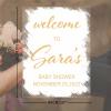 Welcome To Baby Shower Acrylic Wedding Welcome Sign White Brush Painted Elegant Gold Font Custom Name Wedding Welcome Sign Romantic Wedding Reception Poster Welcome Sign 18x24in view 2
