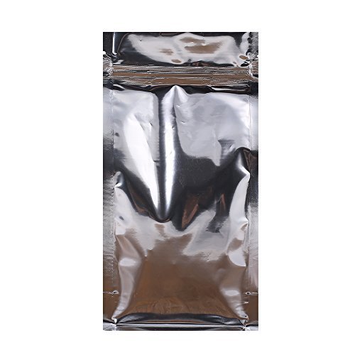 100PCS Silver Metallic Stand-Up Side Gusset Zip Top Lock Packaging Bags w/Window Food Storage Pouch (3.9x7.8+2.3")