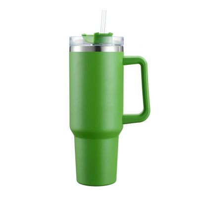 40 oz Tumbler With Handle and Straw Lid, Double-layer Stainless Steel Insulated Tumblers, Travel Mug for Hot and Cold Beverages, Thermos Travel Coffee Mug (Green)