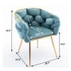 VITOVMA Modern Velvet ArmchairLuxury Handmade Accent Chair with Gold LegsUpholstered Vanity ChairSuitable for Living Room Bedroom Dining Room reception room, nail shop (Blue) view 2