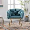 VITOVMA Modern Velvet ArmchairLuxury Handmade Accent Chair with Gold LegsUpholstered Vanity ChairSuitable for Living Room Bedroom Dining Room reception room, nail shop (Blue) view 3
