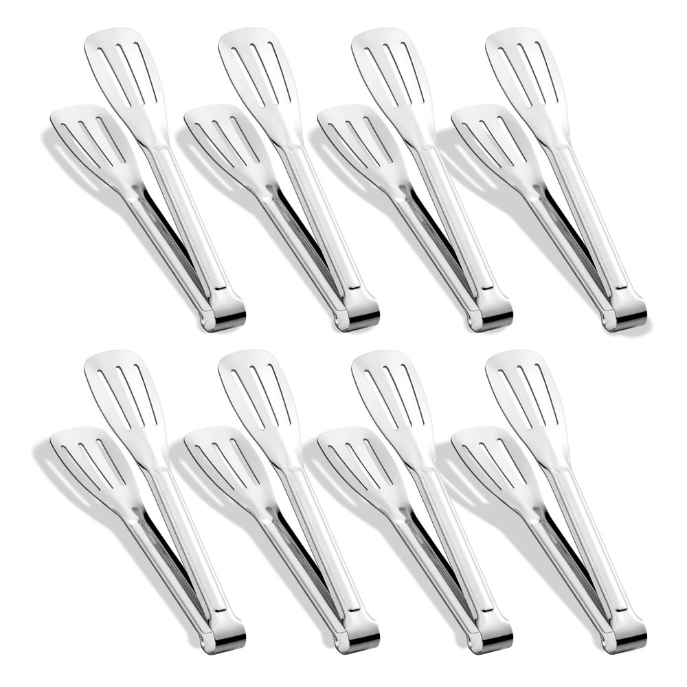 Amafox Kitchen Tongs 7 Inch, 8 Pack Food-Grade Stainless Steel Serving Tongs for Cooking Appetizers, Salad, Small Kitchen Food Tongs, Dishwasher Safe