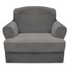 CUCRAF T Cushion Sofa Cover 2 Piece Armchair Slipcovers, Soft Thick Velvet Couch Cover for Living Room, Washable High Stretch Furniture Protector with 1 Cushion Chair Slipcover (Chair, Grey) view 1