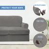 CUCRAF T Cushion Sofa Cover 2 Piece Armchair Slipcovers, Soft Thick Velvet Couch Cover for Living Room, Washable High Stretch Furniture Protector with 1 Cushion Chair Slipcover (Chair, Grey) view 4