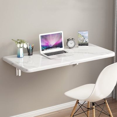 Wall Mounted Workbench Wood Wall Mounted Desk Folding Marble Pattern Computer Desk Drop Leaf Tables For Small Spaces Wall Mounted Folding Table For Kitchen Load Capacity 110Lbs ( Color : White , Size