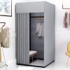QQXX Mobile Fitting Room for Clothing Store,Portable Dressing Room Frame with Shading Curtain,Temporary Privacy Space Movable Changing Room for Bar Party Beach Pool Shopping Malls(79x39x31, Gray B) view 1