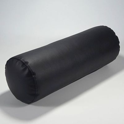 Round Neck Pillow for Sleeping, PU Leather Waterproof Long Bolster Cervical Pillow,Roll Cylinder Bolster Pillow with Removable Cover,Waist Back Pillow & Feet Support Cushion(48x16cm(19x6"), Black A)
