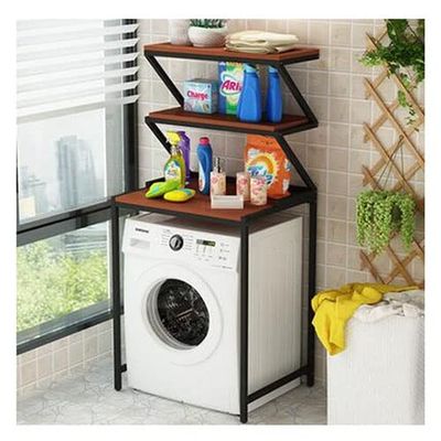 Washer Storage Frames for Over Toilet, Bathroom Storage, with Adjustable Foot Pad, for Washinghine Storage Shelf for Shampoo,Toiletries (Color : Black-A, Size : 70x60x180cm)