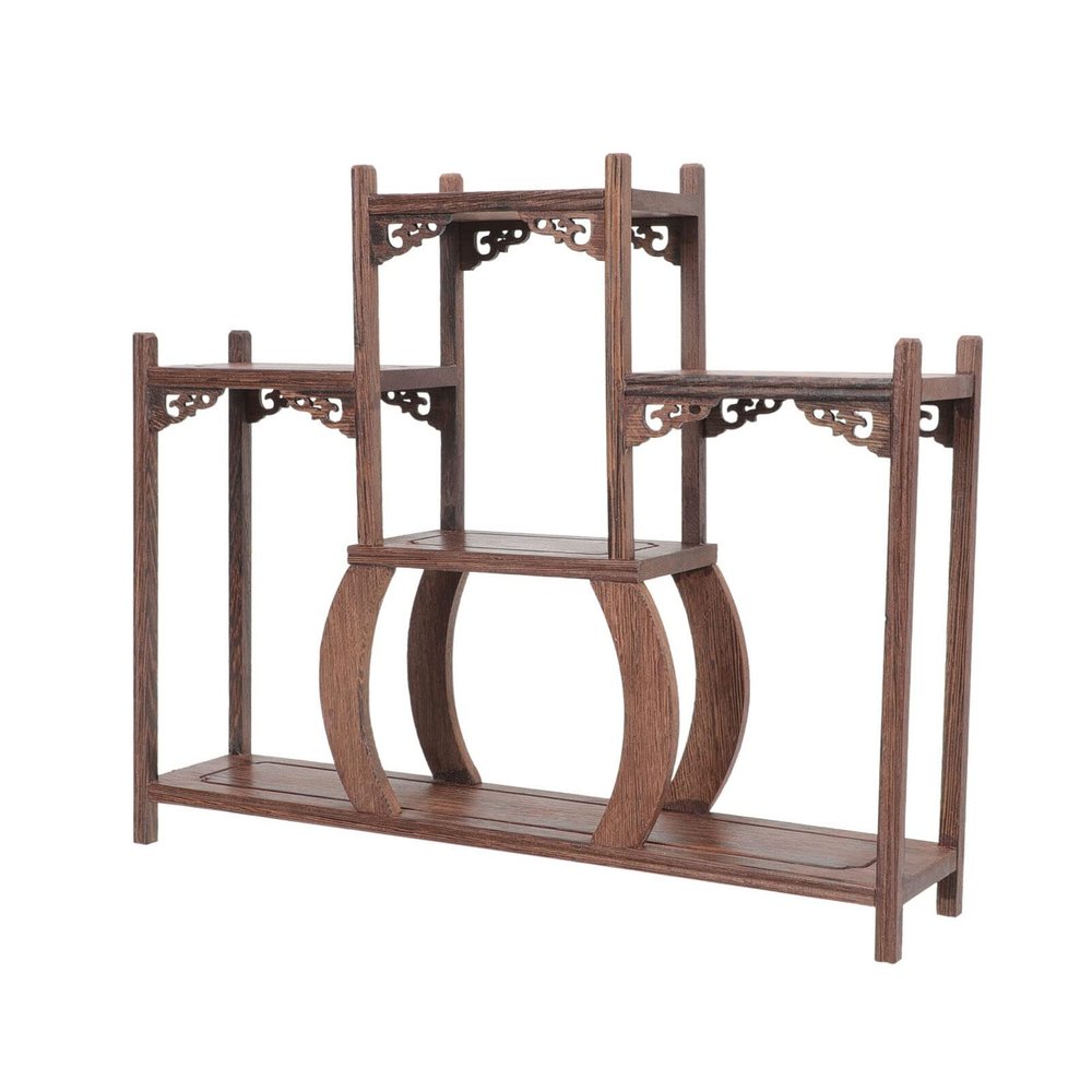 Ipetboom Antique Wooden Carving Display Rack for Home Decor Storage Stand for Tea Antiques and Decorative Items Chinese Style
