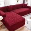 QQXX Sectional L Shape Sofa Couch Covers,Velvet Jacquard Stretch Sofa Slipcovers with Straps Bottom,Washable Durable Furniture Protector for Kids Pet Cat 1 2 3 4 Seater(2 Seater:57-73", Claret) view 1