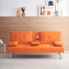 Anwickhomk 67" Multifunctional Double Folding Sofa Bed with 2 Cup Holders,Leather Couch Loveseat Sleeper with Removable Armrests,Convertible Folding Couches Bed for Office Small Spaces (Orange) view 1