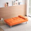 Anwickhomk 67" Multifunctional Double Folding Sofa Bed with 2 Cup Holders,Leather Couch Loveseat Sleeper with Removable Armrests,Convertible Folding Couches Bed for Office Small Spaces (Orange) view 4
