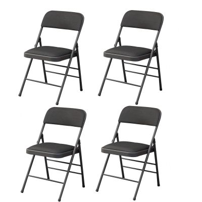 4 Pieces Deluxe Padded Steel Fabric Folding Chair,Folding Chair Strong Metal Frame Camping Office Chair Space Saving Desk Chair for Guest, Visitor & Conference Temporary Seat,F