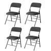 4 Pieces Deluxe Padded Steel Fabric Folding Chair,Folding Chair Strong Metal Frame Camping Office Chair Space Saving Desk Chair for Guest, Visitor & Conference Temporary Seat,F view 1