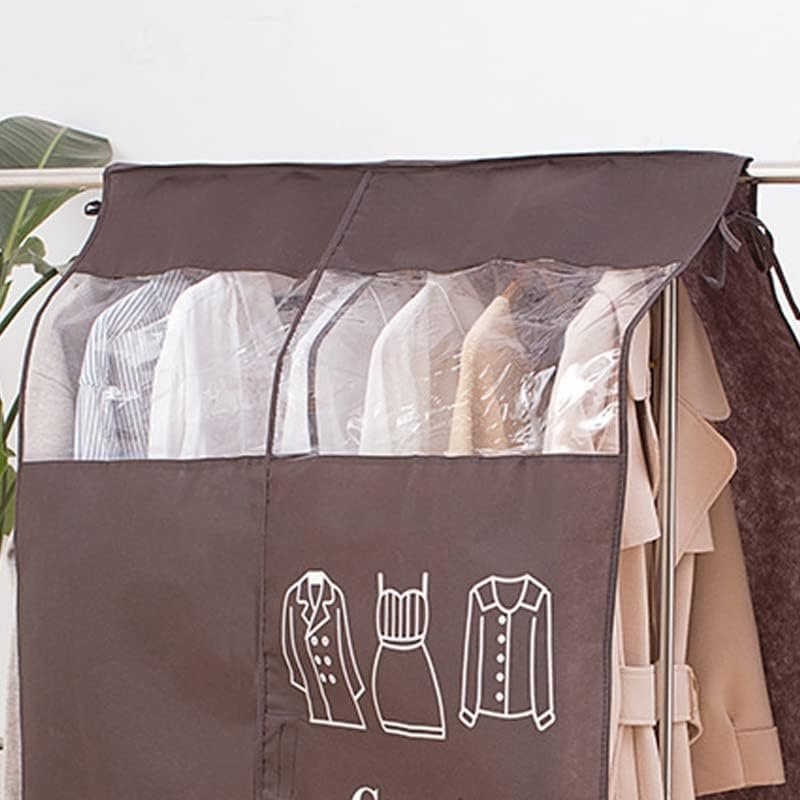 Hanging Garment Bags for Closet Storage, Well Sealed Clothes Dust Cover with Large Clear Window for Suit Coat Closet Rack(Brown)