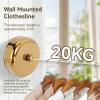 HERCHR Clothes Drying Rack, Retractable Clothesline Stainless Steel Wall-Mounted Clothes Line for Home Camping(Gold) view 4