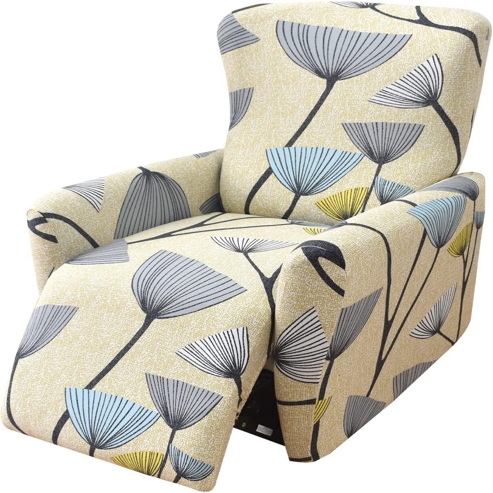 ALABOW Recliner Chair Covers with Pockets Single Recliner Cover 4-Pieces Lazy Boy Chair Cover Slipcover for Recliner with Elastic Bottom (Color : #6)