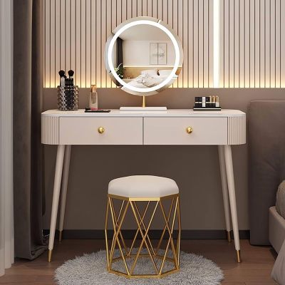 ARHAMS Dressing Table Set, Makeup Vanity Table Set with LED Mirror, Cushioned Stool & Drawers, Modern Makeup Vanity, Dressing Table (Color : B, Size : 100CM/39.4IN)