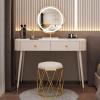 ARHAMS Dressing Table Set, Makeup Vanity Table Set with LED Mirror, Cushioned Stool & Drawers, Modern Makeup Vanity, Dressing Table (Color : B, Size : 100CM/39.4IN) view 1