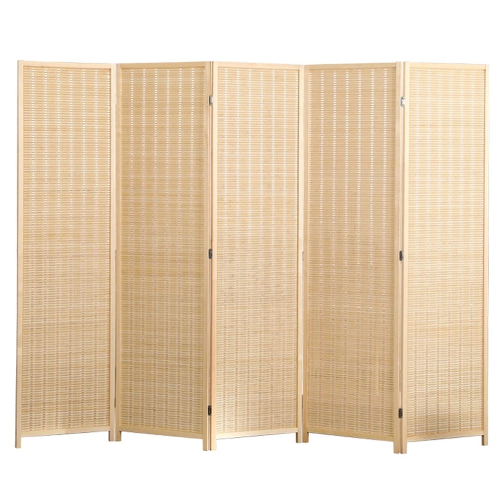 3 4 5 6 Panels Bamboo Weave Room Divider Screen Privacy Accents, Sun Porch Folding Wall Divider Oriental Chinese Indoor Separator Partition, 59 66.9 70.8 78.7 Inch Tall ( Size : 1.7x0.5m/67"x19.6" 5 P