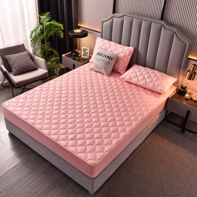 FCLDESHOP Breathable Mattress Pad Cover,Thick Cotton Quilted Fitted Bed Sheets,Solid Color Non-Slip Comfortable Mattress Topper Available in All Seasons,Jade Color,200x200cm