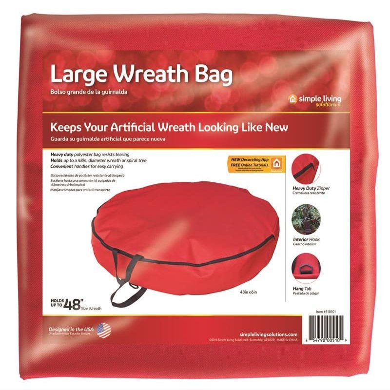 Northlight 48" Premium Red Christmas Wreath Storage Bag