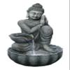 Hi-Line Gift Ltd. 32" H Sitting Buddha Fountain with White LED, Gray, Large view 1