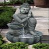 Hi-Line Gift Ltd. 32" H Sitting Buddha Fountain with White LED, Gray, Large view 2