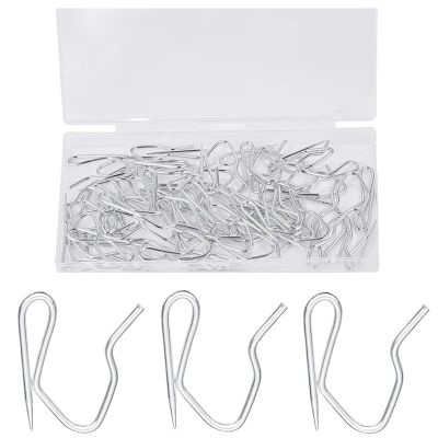 Metal Curtain Hooks, 1.2 inch Nydotd Rustproof Steel Plated Zinc Hooks Heavy-Duty Offset Pin-On Drapery Hooks for Window Curtain, Door Curtain and Shower Curtain60 Pack