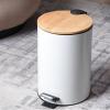 DYPASA Garbage Recycling Bin 12L Foot-Operated Kitchen Trash Can Bedroom Living Room High-Grade Stainless Steel Trash Can with Wooden Lid Kitchen Trash Can (Color : Gold) view 4