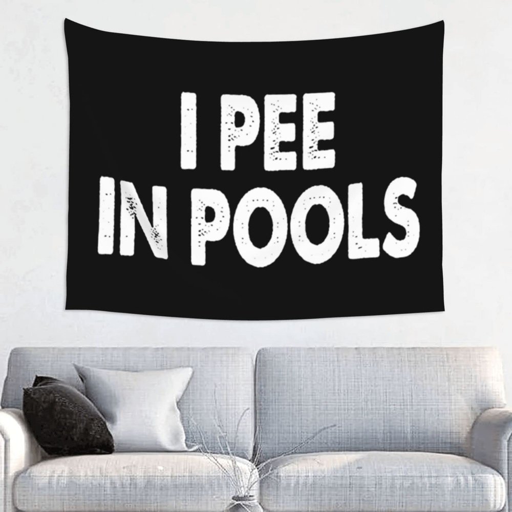 Kkaingg Funny Gift I pee in pool Tapestry 29x37in Beach Blanket Tapestry for bedroom Wall Hanging Aesthetic Tapestry Wall Blanket